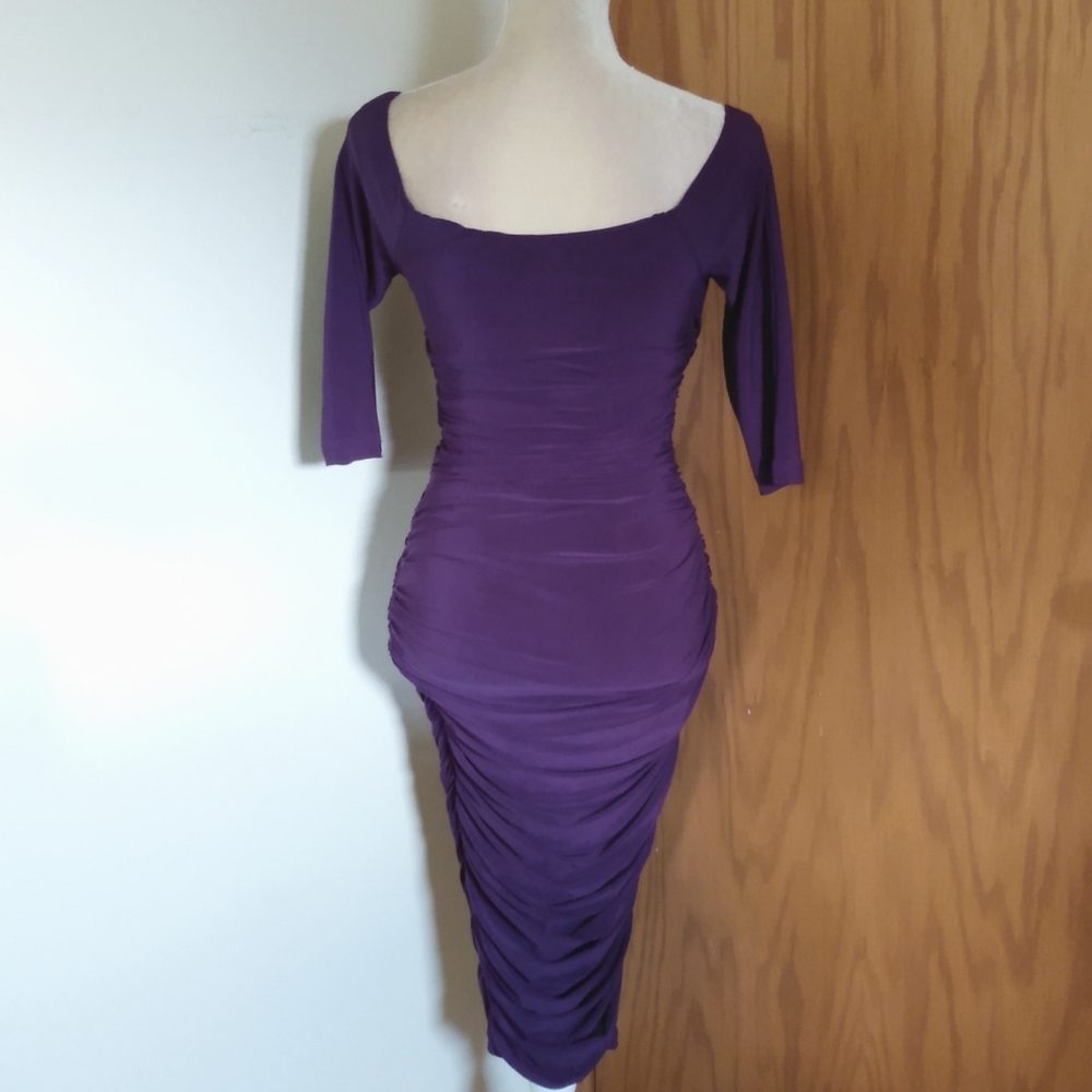 VGUC Pinup Couture Monica Purple Wiggle Dress No Zip S - Picture 2 of 5